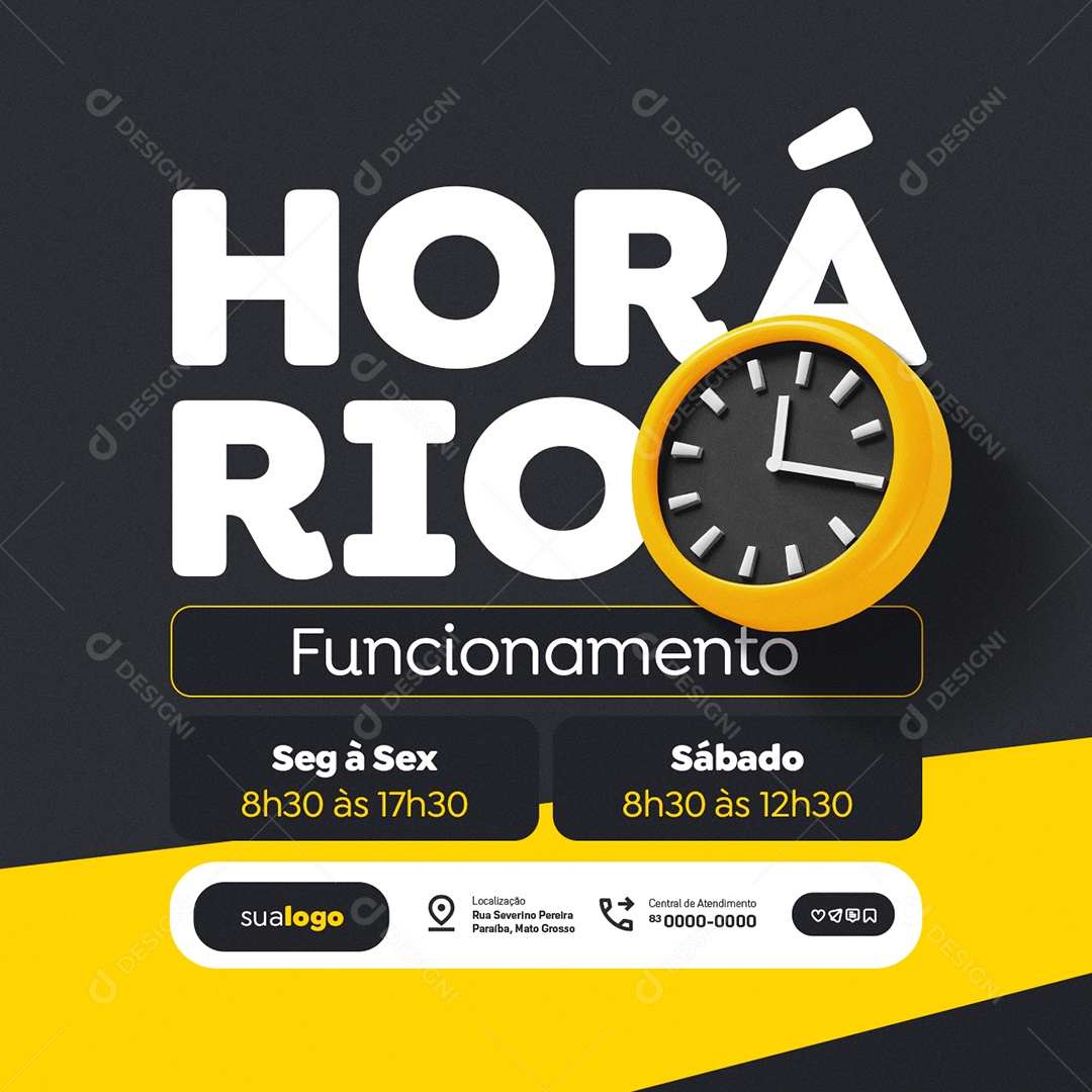 Assistência Técnica de Computadores Horário Funcionamento Social Media PSD Editável