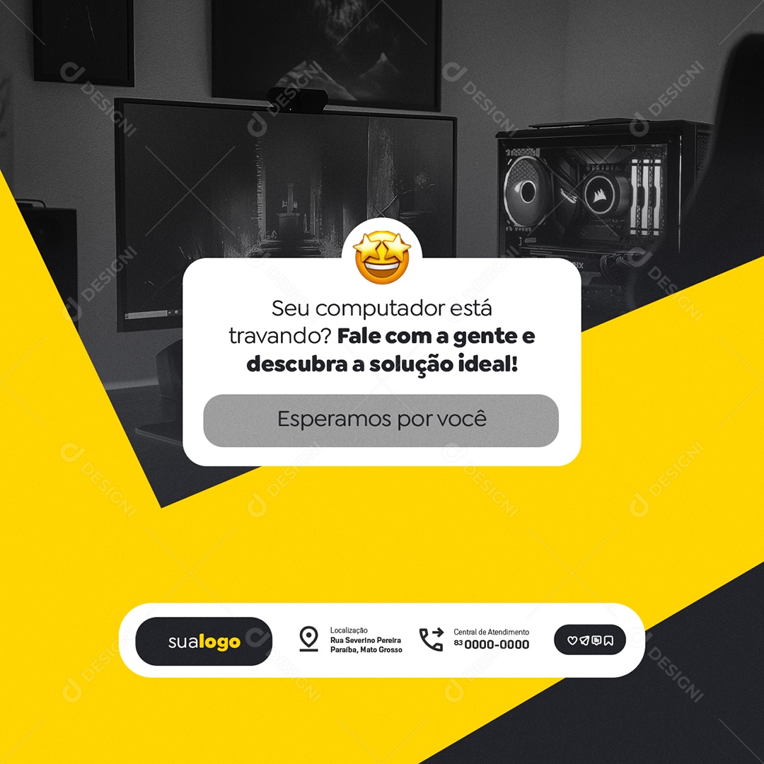 Assistência Técnica de Computadores Seu Computador Está Travando Social Media PSD Editável