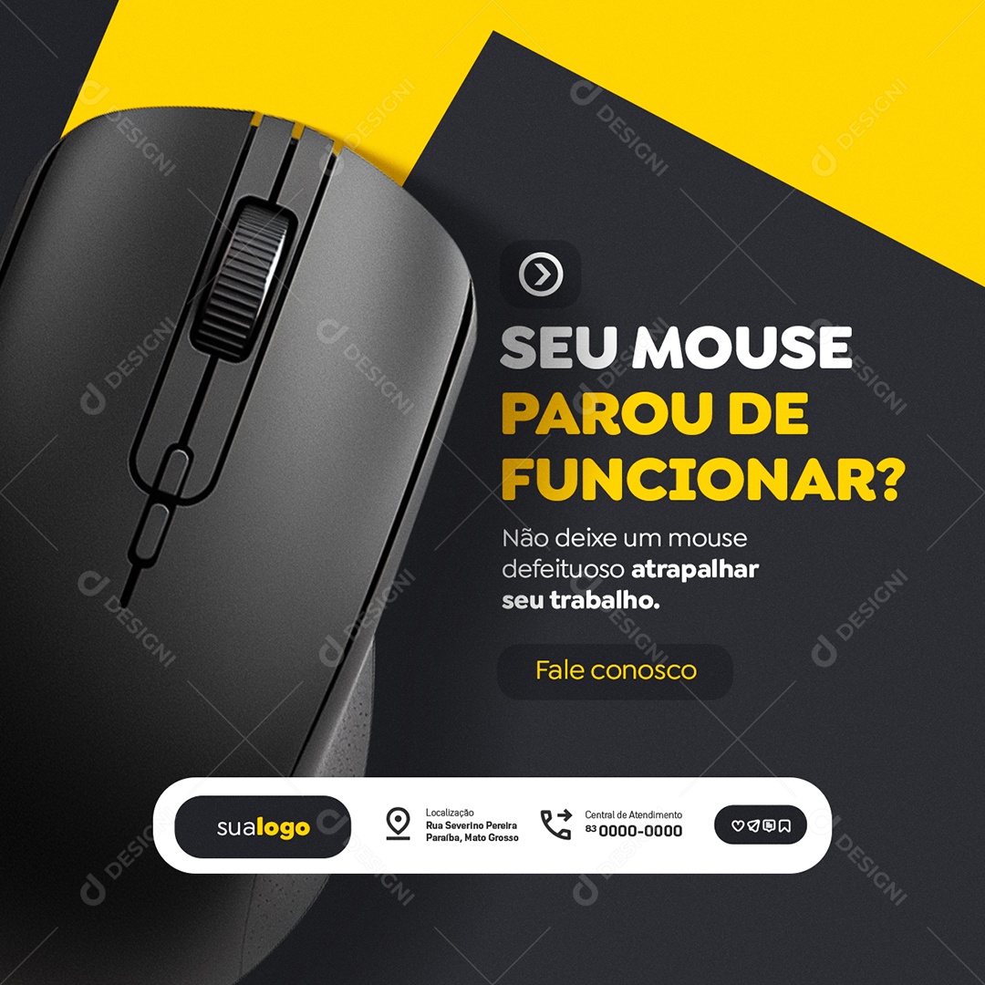 Assistência Técnica de Computadores Seu Mouse Parou de Funcionar Social Media PSD Editável