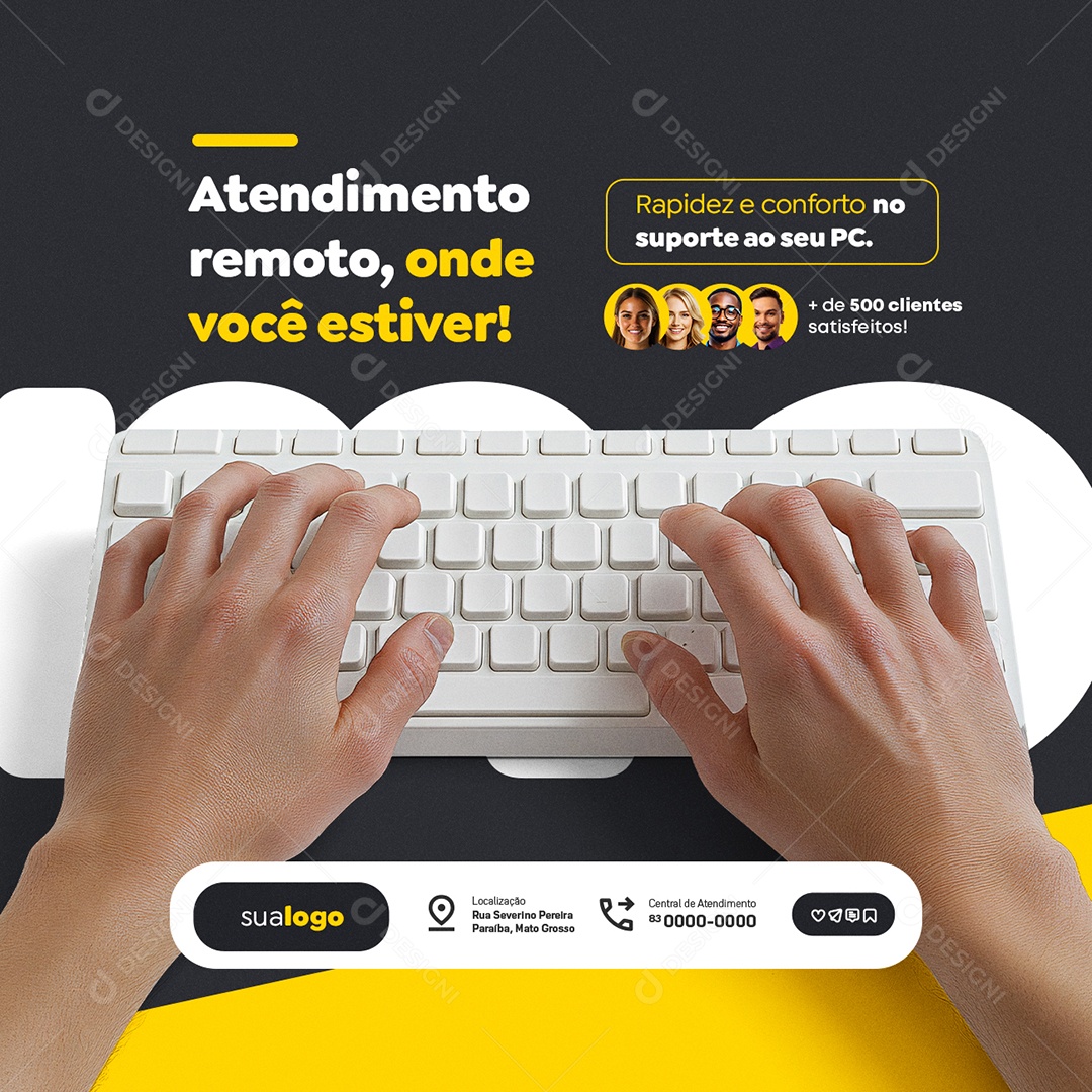Assistência Técnica de Computadores Atendimento Remoto Social Media PSD Editável