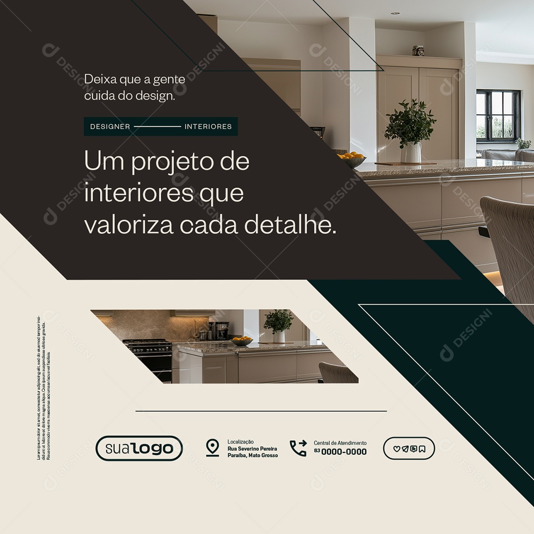 Designer de Interiores Um Projeto de Interiores Social Media PSD Editável