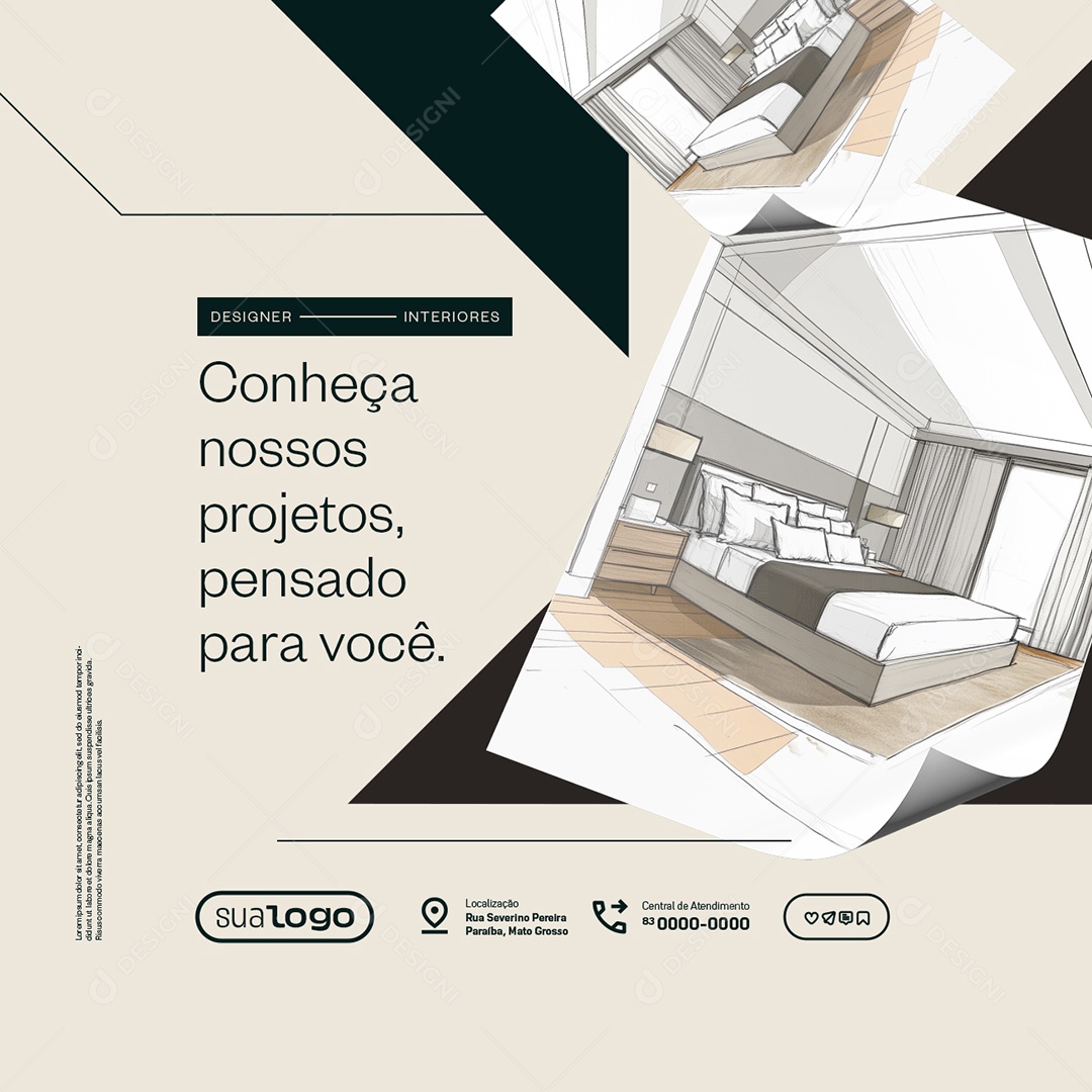 Designer de Interiores Conheça Nossos Projetos Social Media PSD Editável