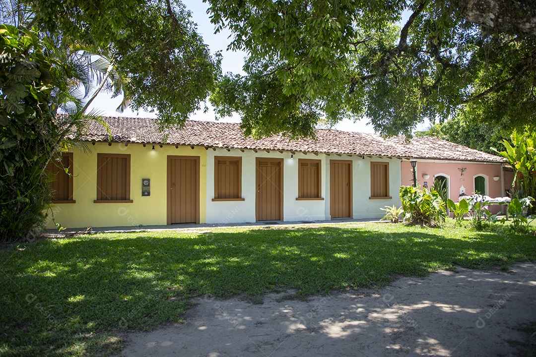 Casarões lindo com a sombra de uma árvore