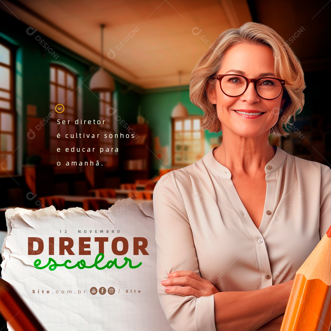 Day of the School Director 12 November Social Media PSD Editable