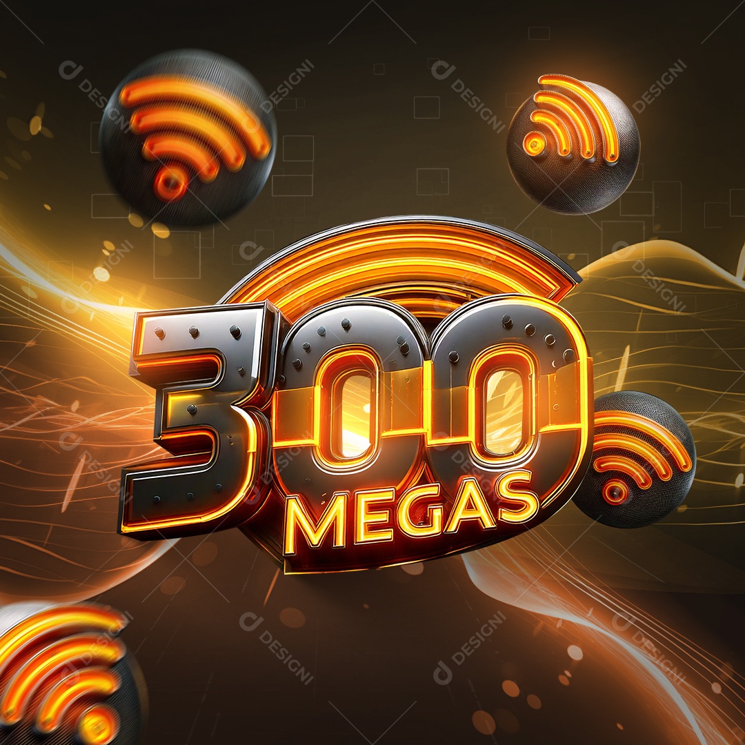 Selo 3D 300 Megas Internet para Composição PSD