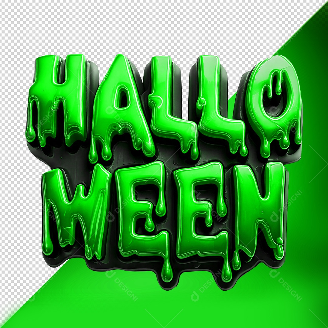 Halloween Selo 3D Verde para Composição PSD