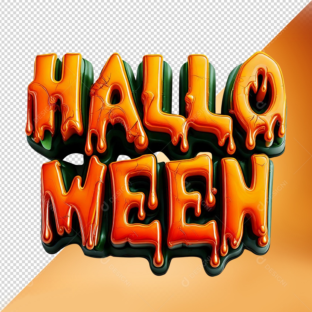 Halloween Selo 3D Laranja para Composição PSD