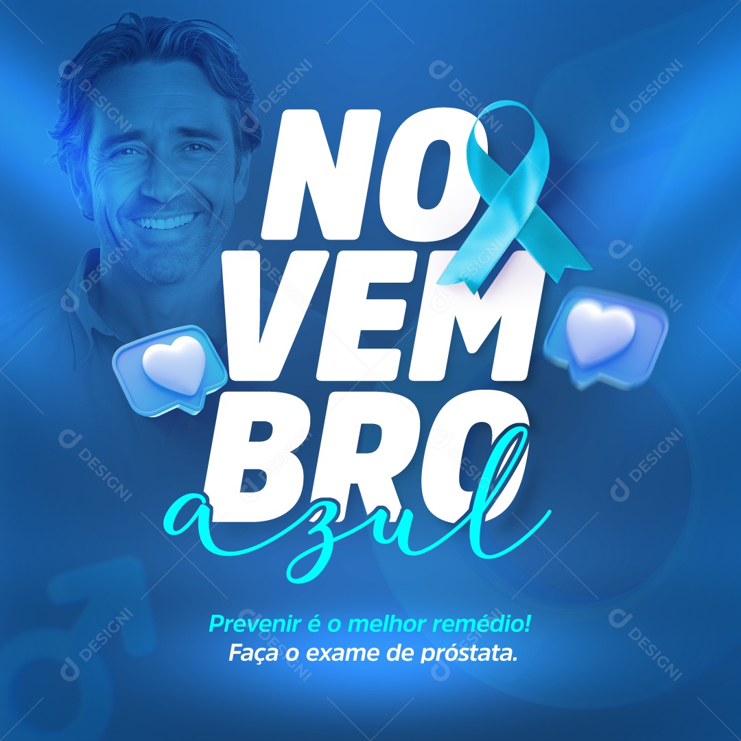 Novembro Azul  Prevenir é o Melhor Remédio Social Media PSD Editável