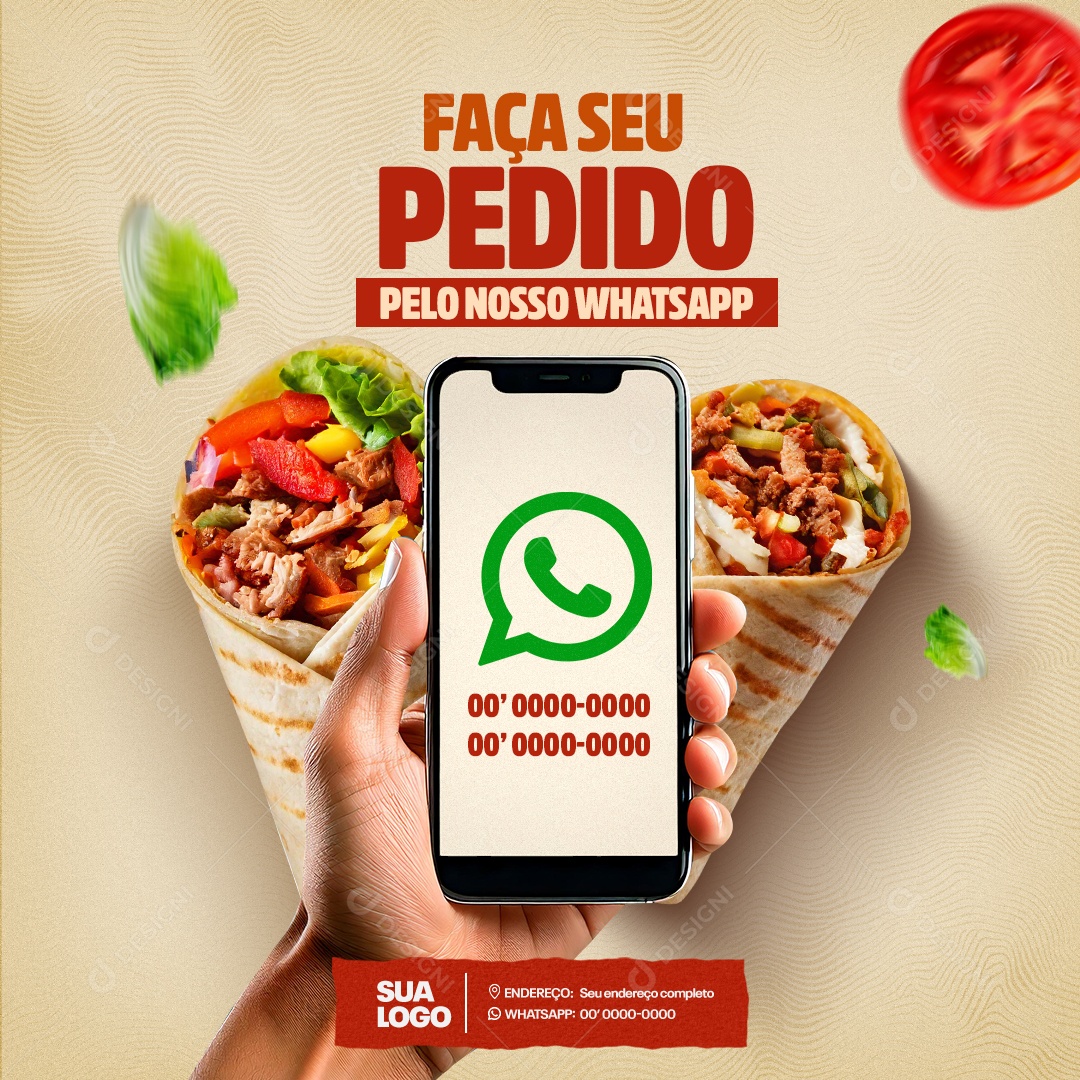 Shawarma Faça seu Pedido Social Media PSD Editável