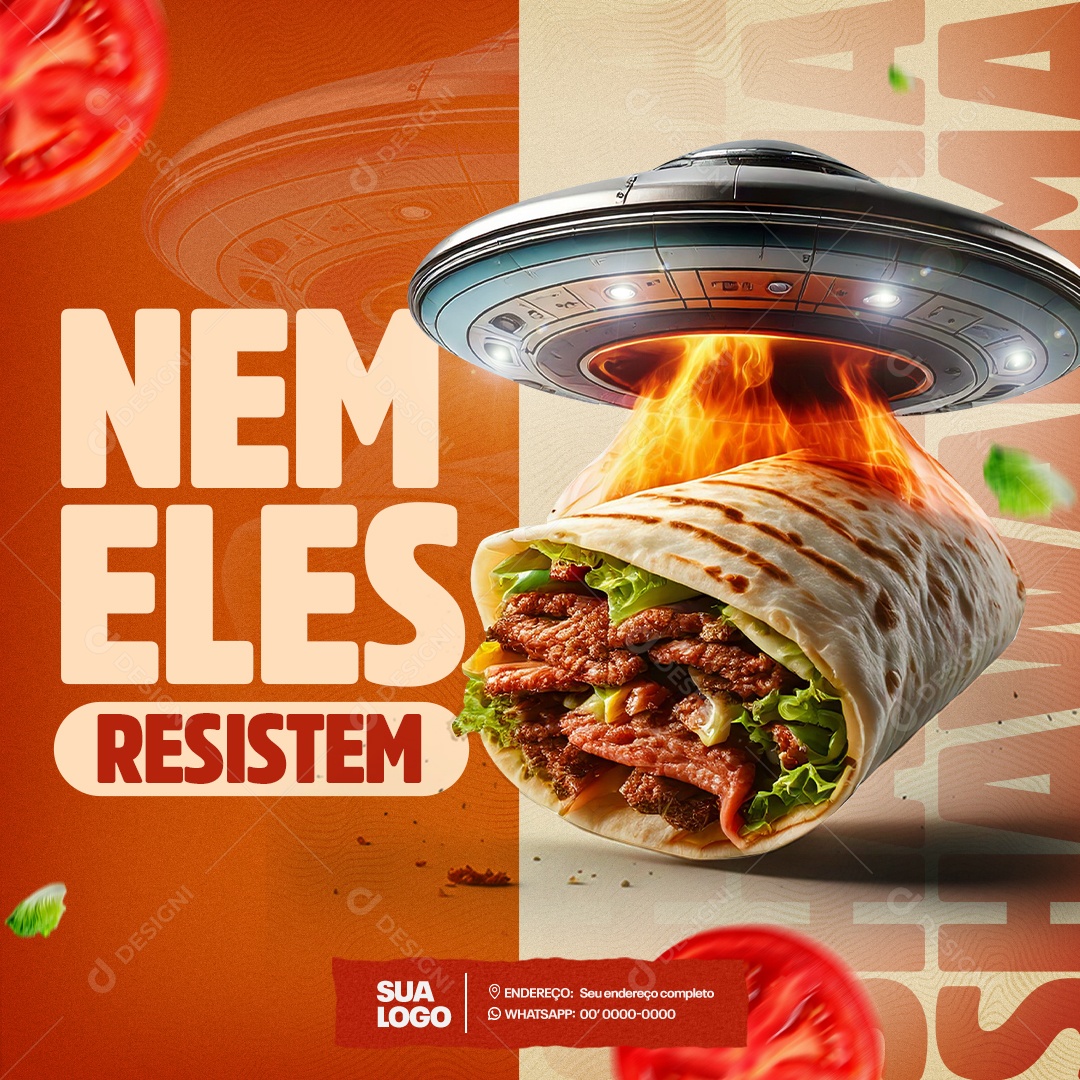 Shawarma Nem Eles Resistem Social Media PSD Editável