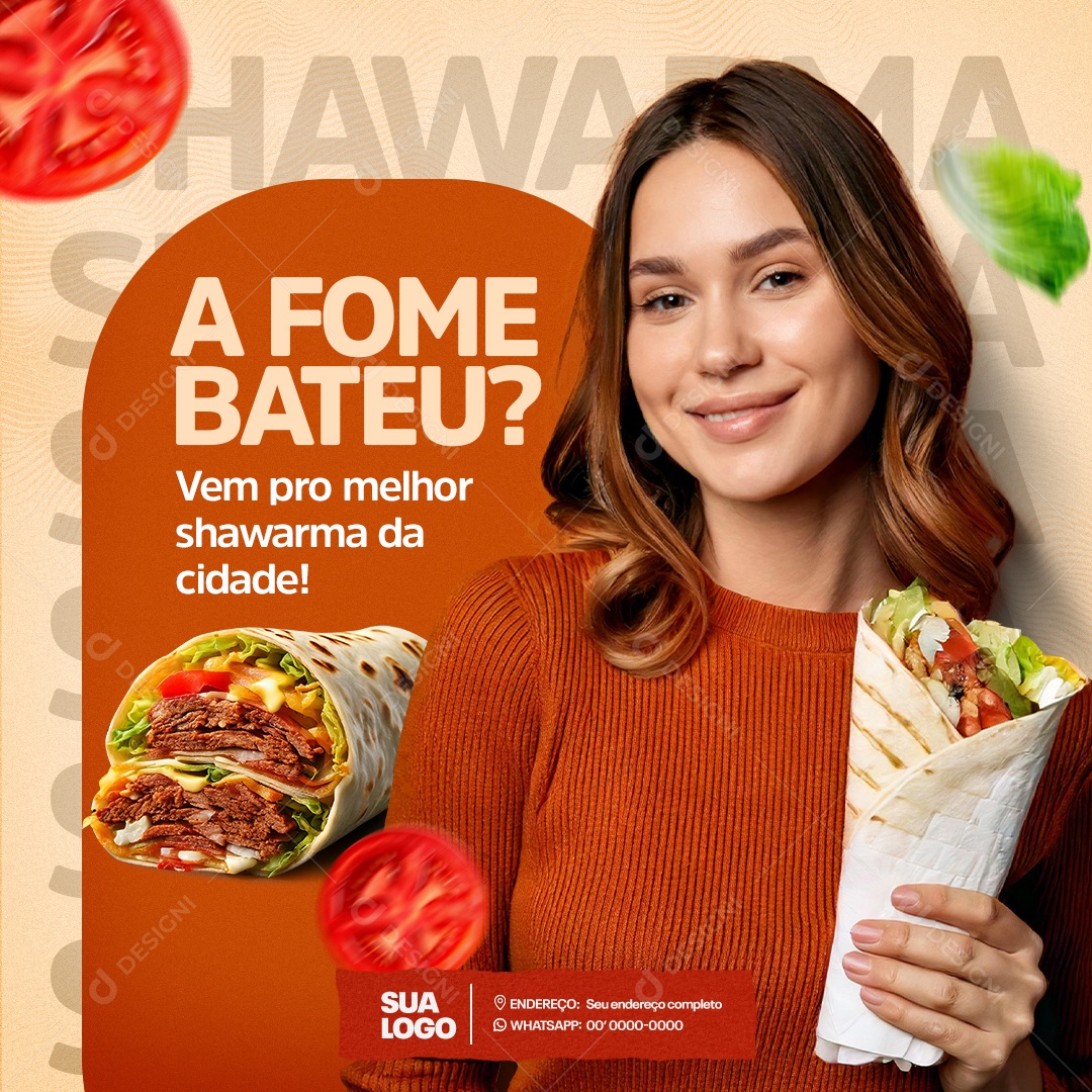 Shawarma A Fome Bateu Social Media PSD Editável