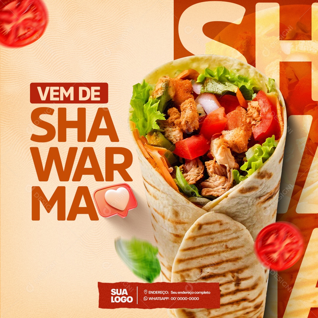 Vem de Shawarma Social Media PSD Editável