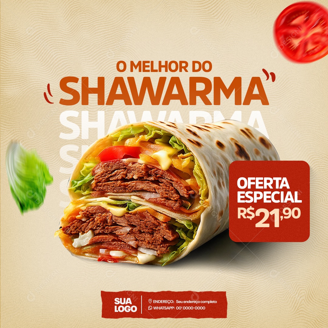 O Melhor do Shawarma Oferta Especial Social Media PSD Editável