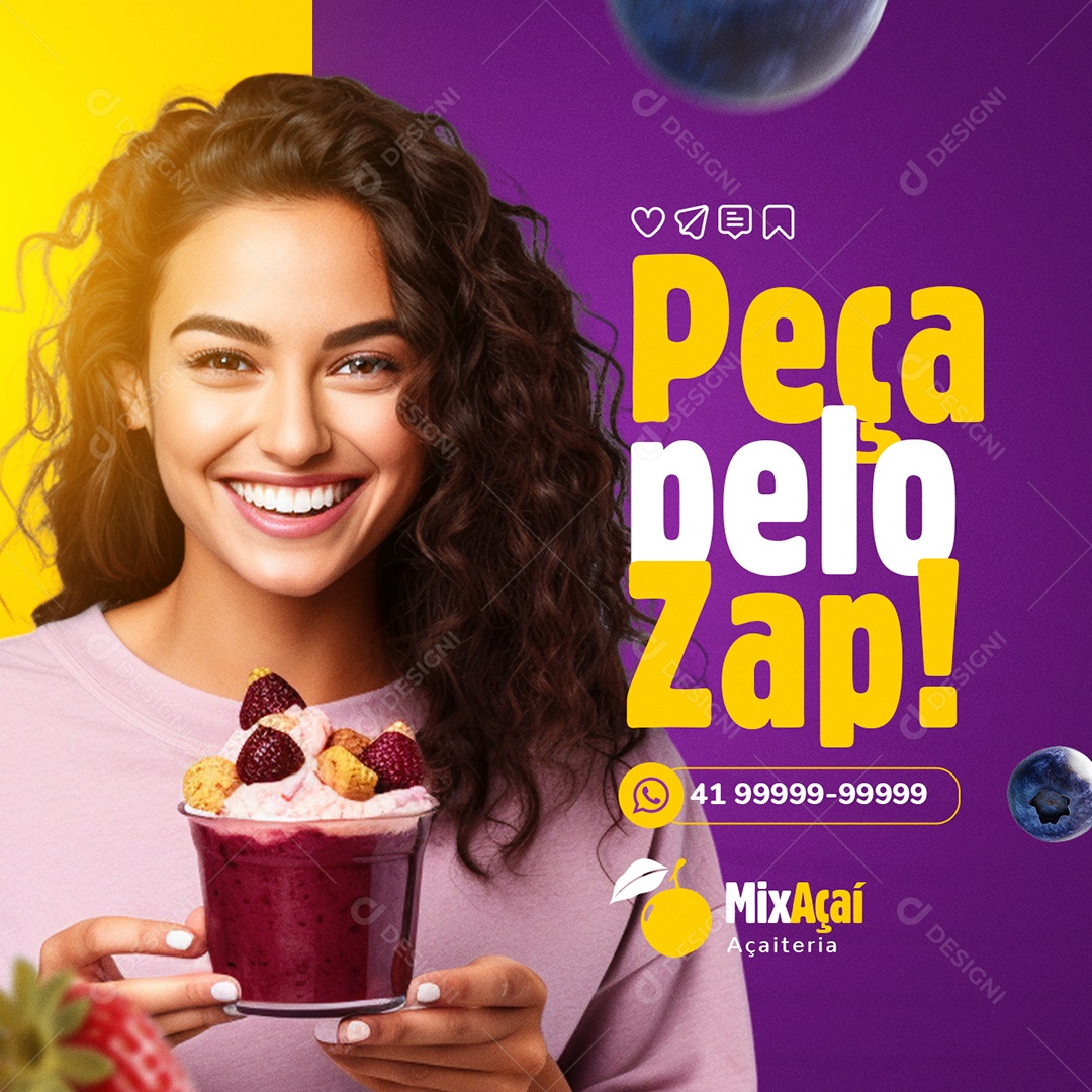 Açaiteria Peça pelo Zap Social Media PSD Editável