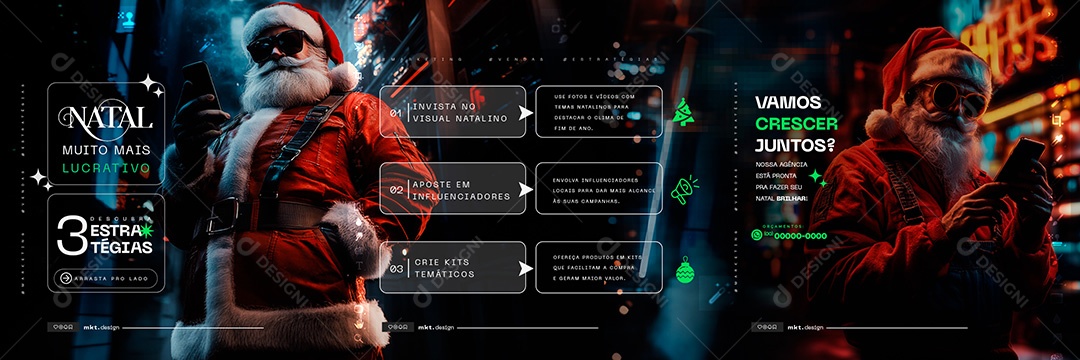 Carrossel Marketing Digital Natal Muito Mais Lucrativo Social Media PSD Editável