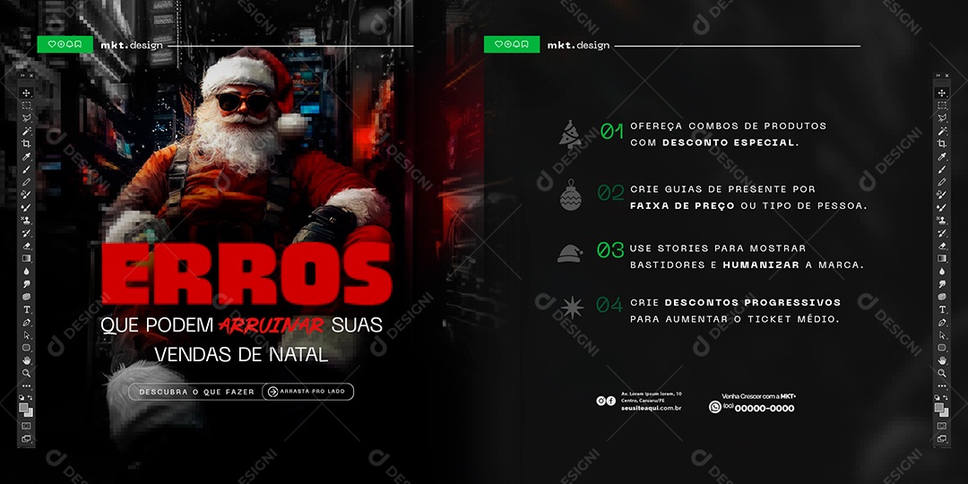 Carrossel Marketing Digital Natal Social Media PSD Editável