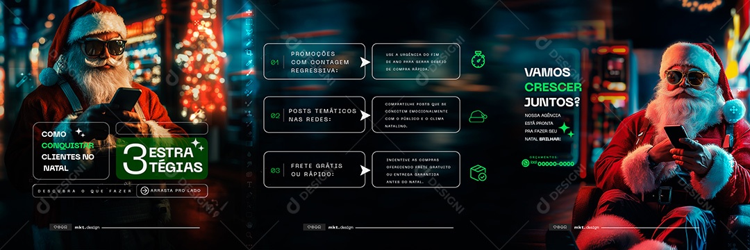 Carrossel Marketing Digital Vamos Crescer Juntos Social Media PSD Editável