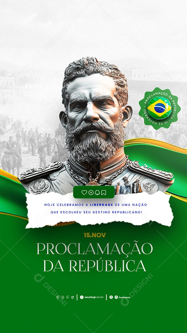 Story Dia da Proclamação Da República 15 De Novembro Social Media PSD Editável