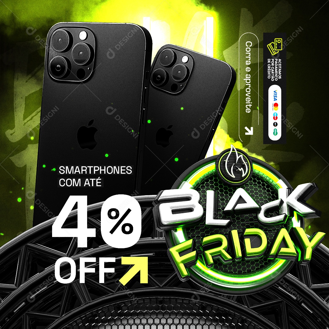 Loja de Celulares Black Friday Smartphones com Até 40% Off Social Media PSD Editável