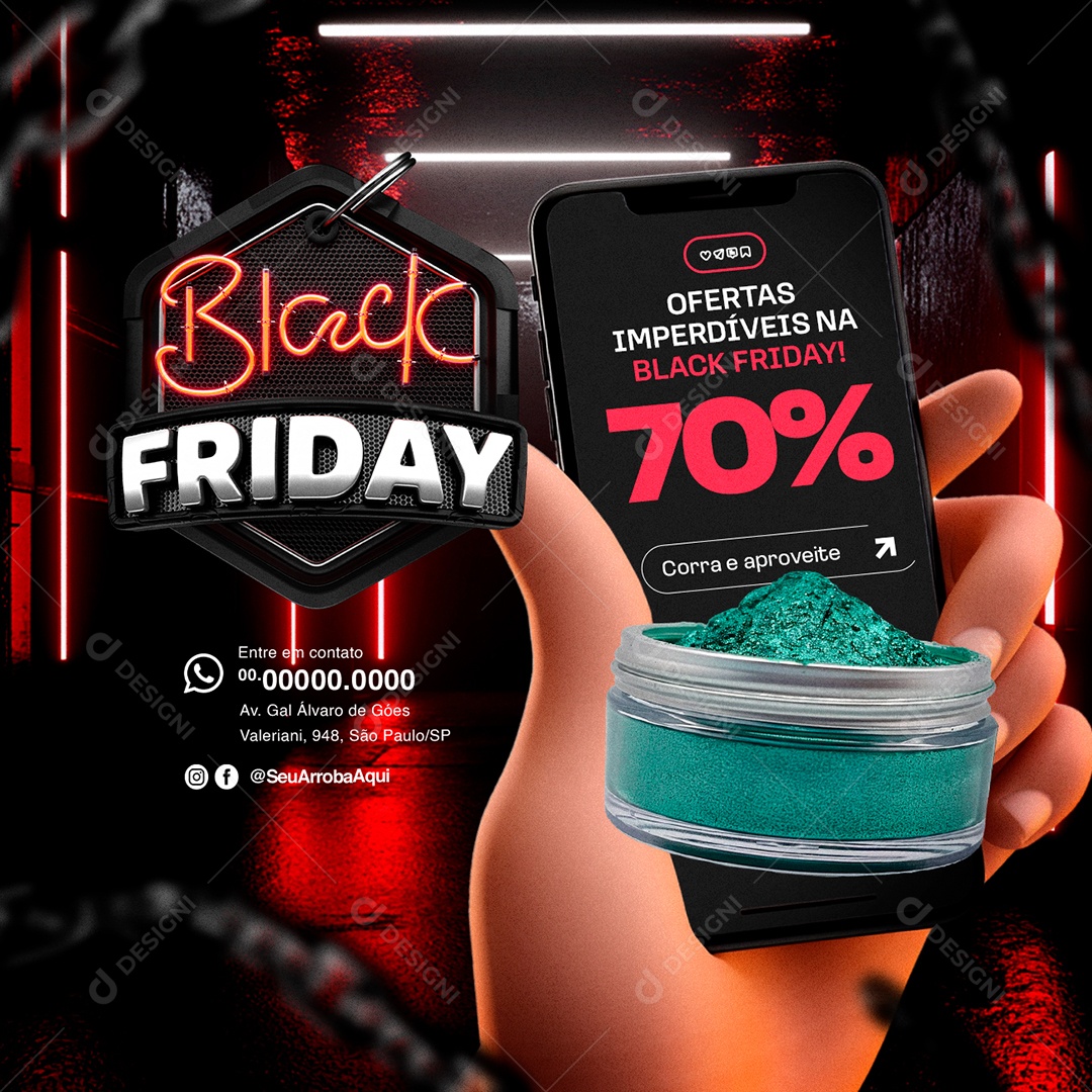 Loja Black Friday Cosméticos Ofertas Imperdíveis Social Media PSD Editável