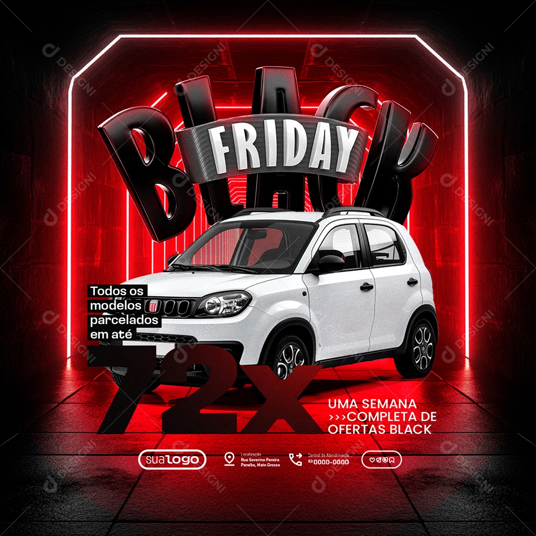 Loja Black Friday Concessionária Todos os Modelos Social Media PSD Editável