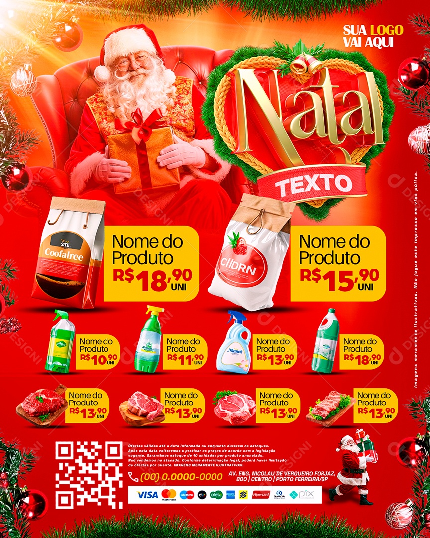 Tabloide Natal Supermercado Social Media PSD Editável