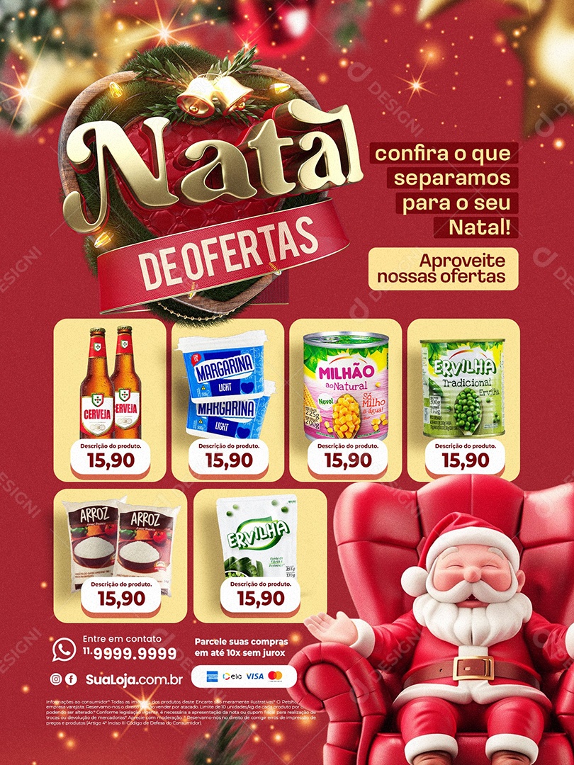 Natal de Ofertas Supermercado Encarte Aproveite nossas Ofertas Social Media PSD Editável