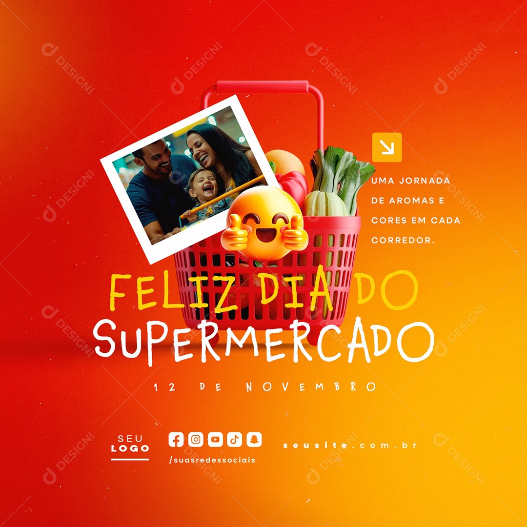 Feliz Dia do Supermercado 12 de Novembro Social Media PSD Editável