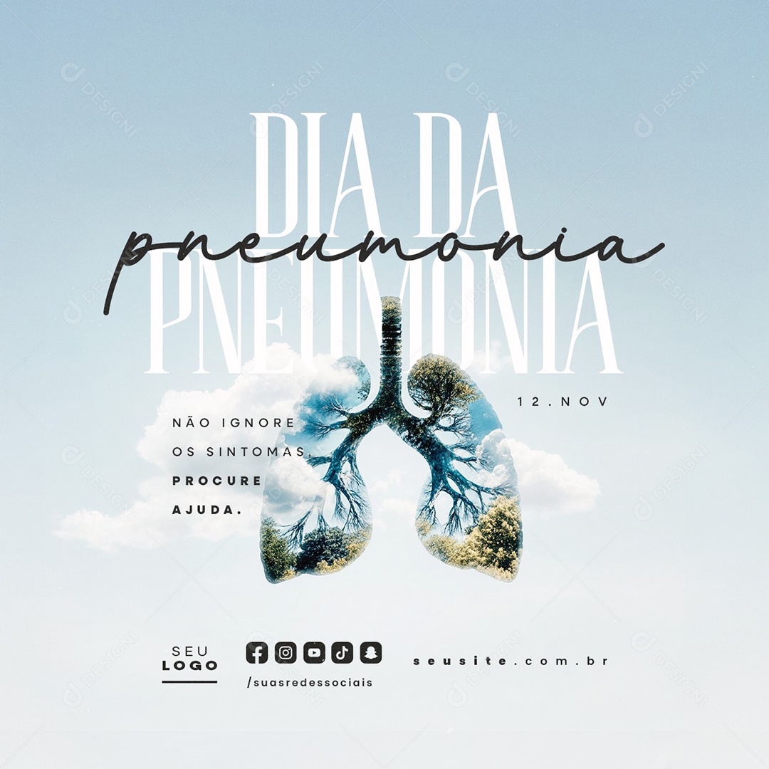 Dia da Pneumonia 12 de Novembro Social Media PSD Editável