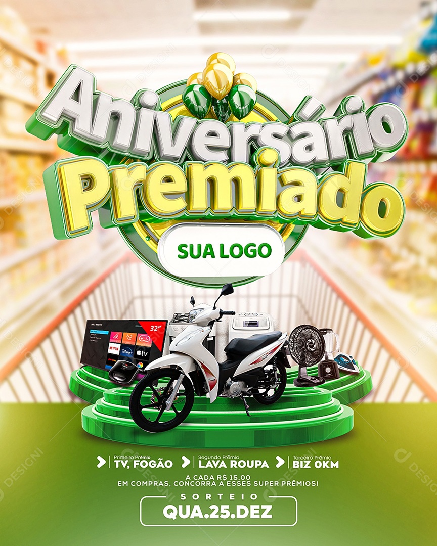 Aniversário Premiado Social Media PSD Editável