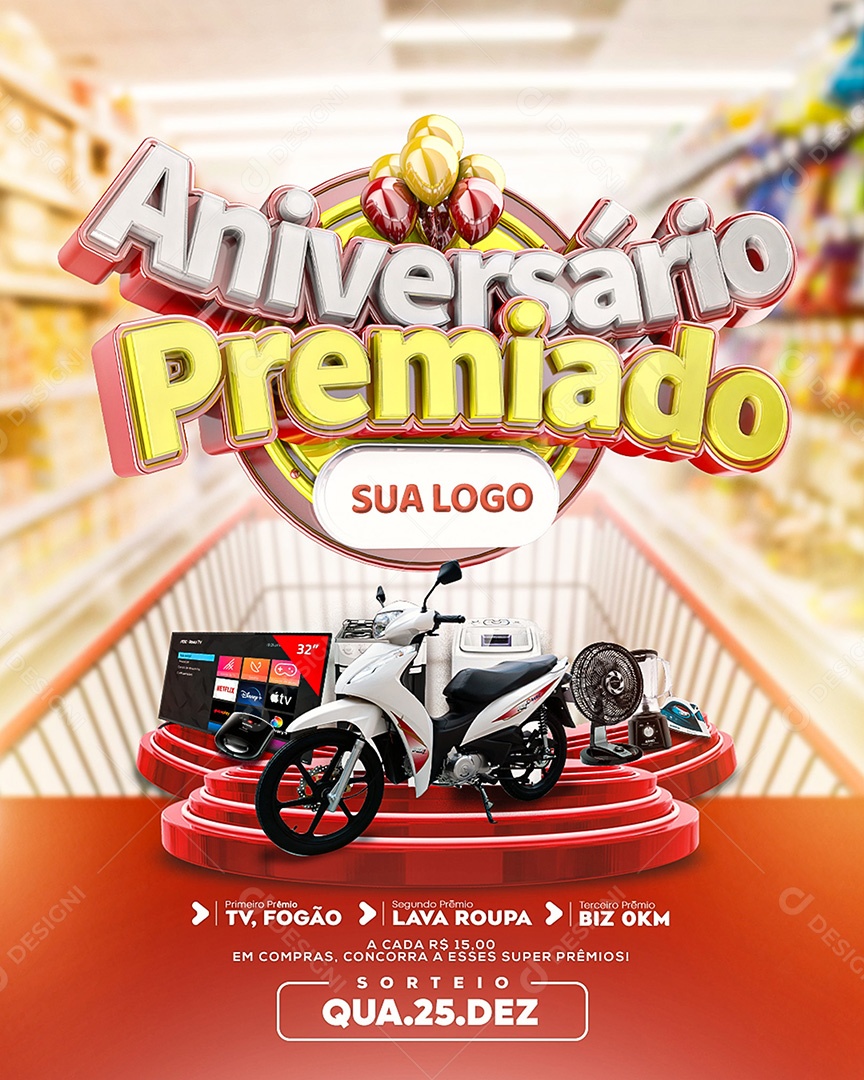 Aniversário Premiado Social Media PSD Editável