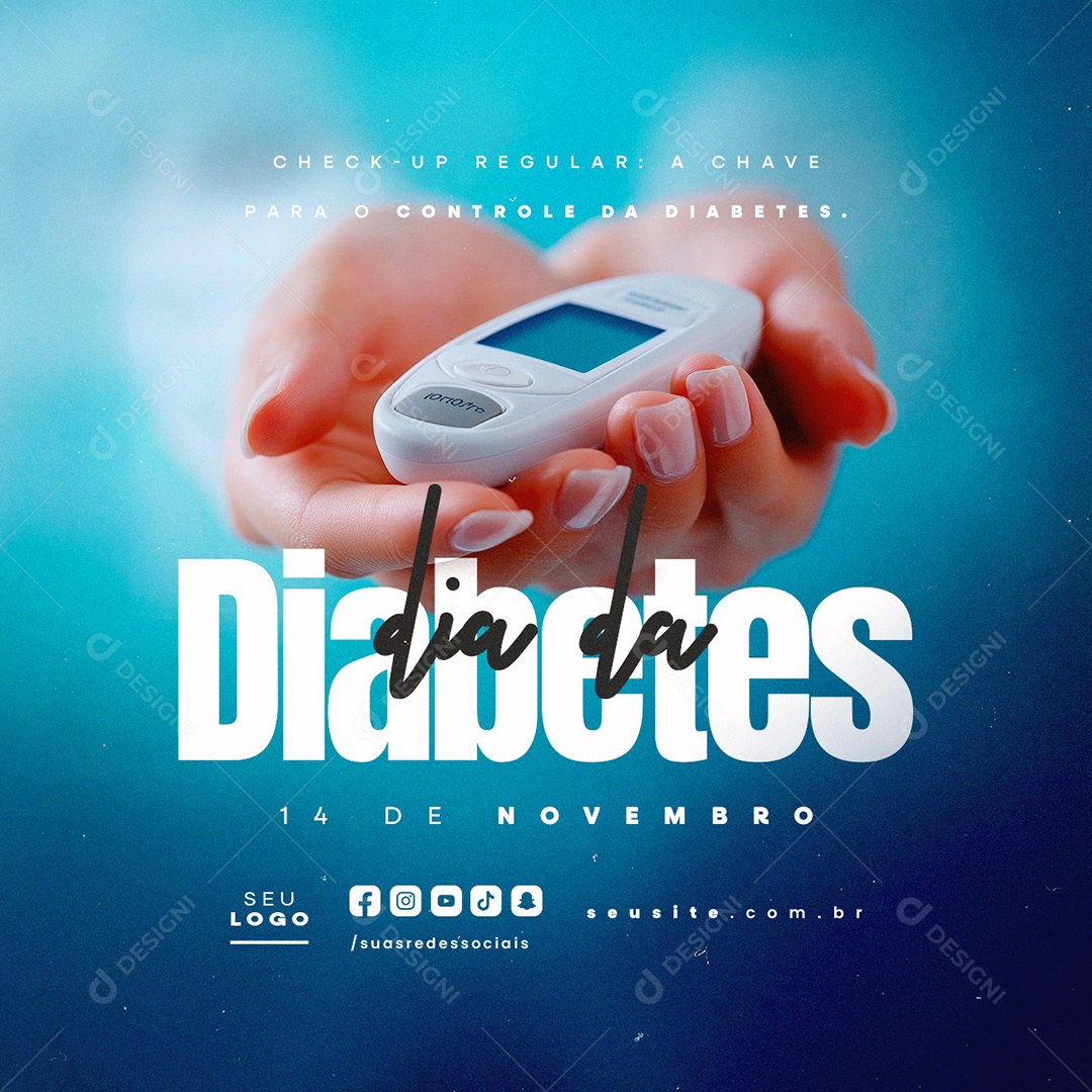 Dia da Diabetes 14 de Novembro Checkup Social Media PSD Editável