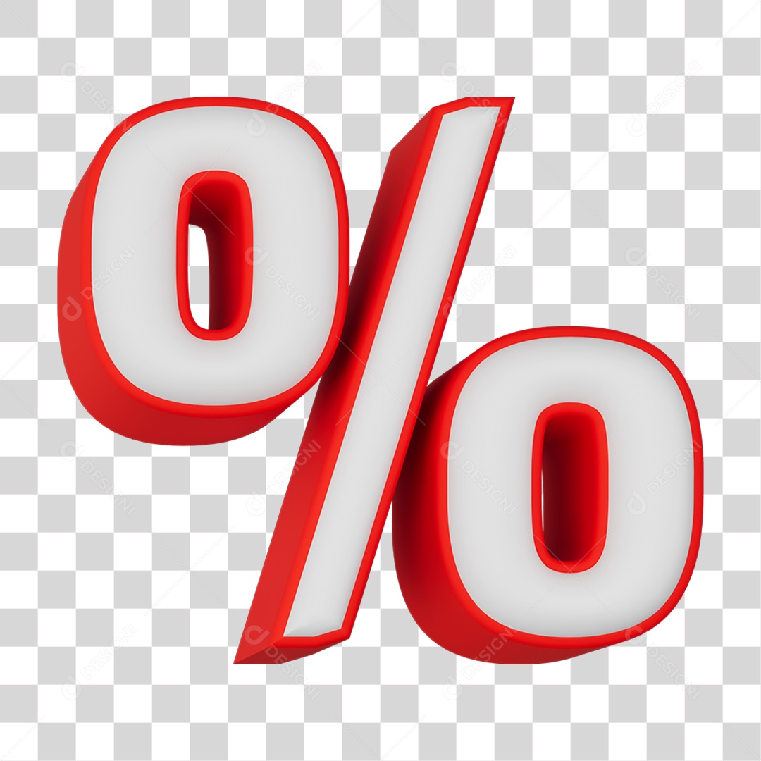 Elemento 3D Símbolo Porcentagem PNG Transparente