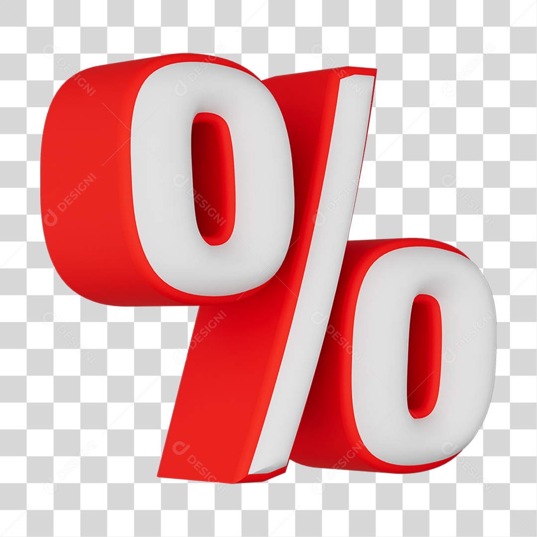 Elemento 3D Símbolo Porcentagem PNG Transparente