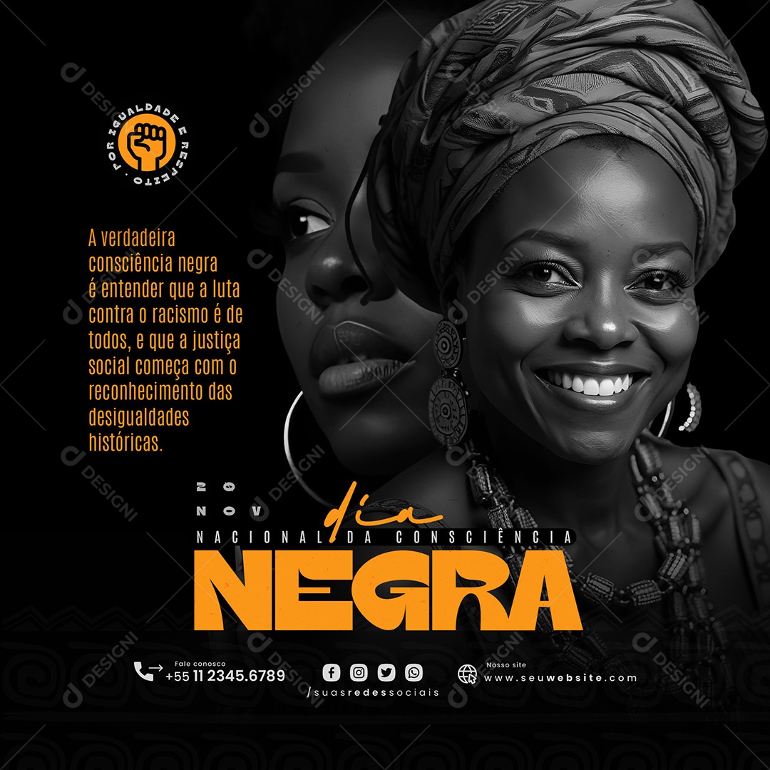 Dia da Consciência Negra 20 de Novembro Social Media PSD Editável