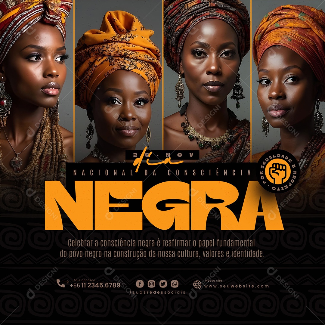 Dia da Consciência Negra 20 de Novembro Social Media PSD Editável