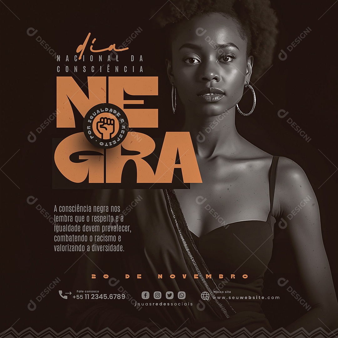 Dia da Consciência Negra 20 de Novembro Social Media PSD Editável