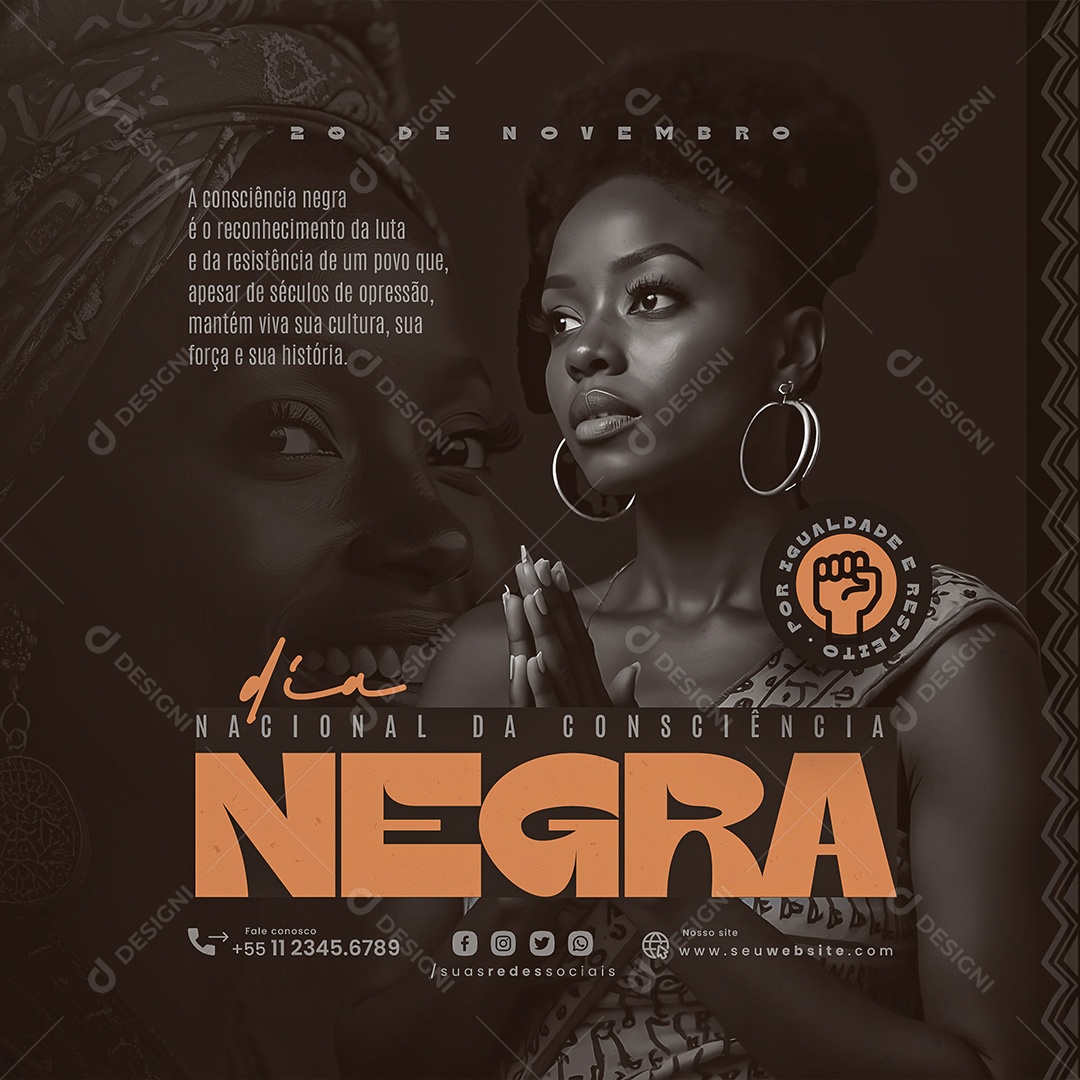 Dia da Consciência Negra 20 de Novembro Social Media PSD Editável