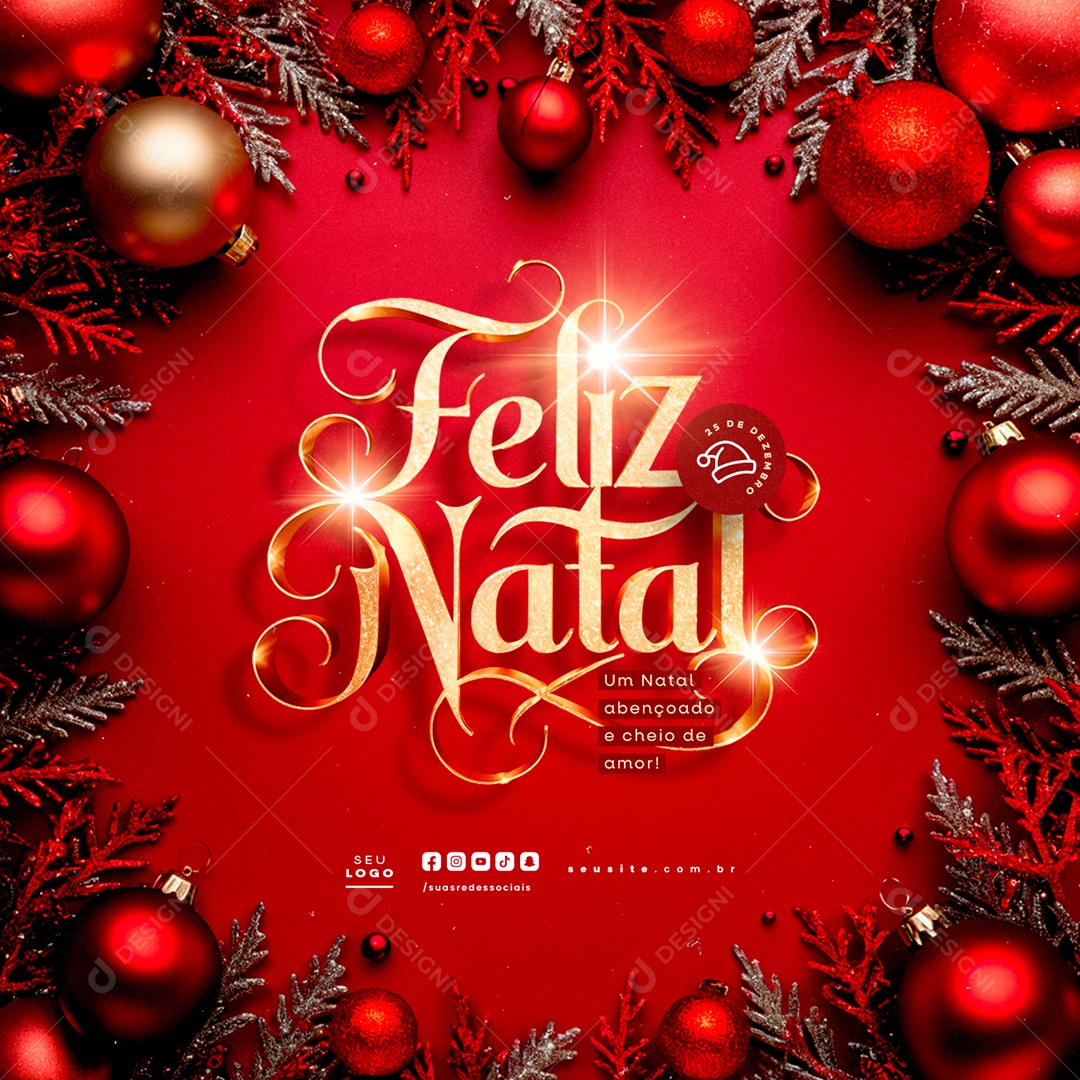 Feliz Natal 25 de Dezembro Um Natal Abençoado Social Media PSD Editável