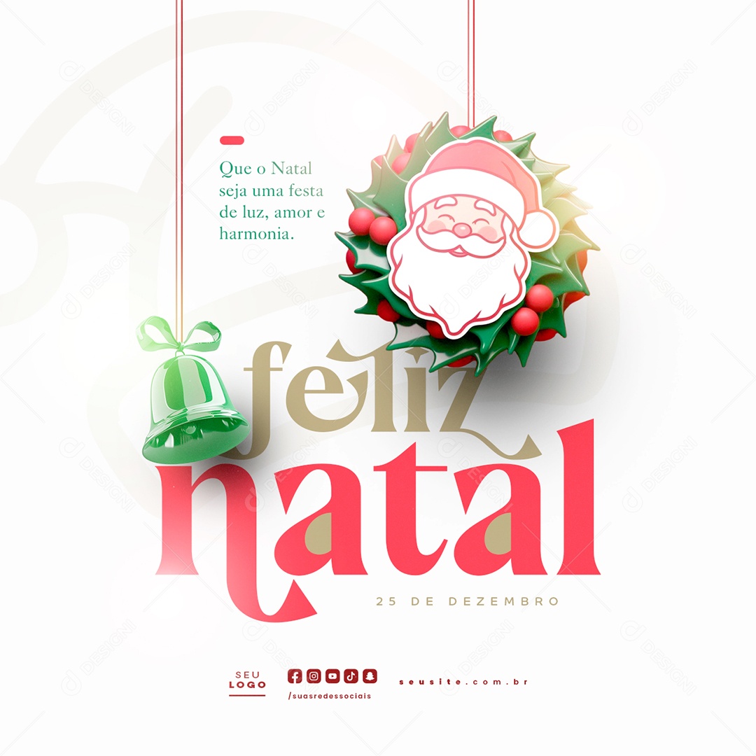 Feliz Natal 25 de Dezembro Festa de Luz Social Media PSD Editável