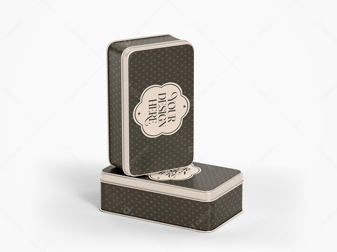 Caixa de Metal Retangular Mockup PSD Editável