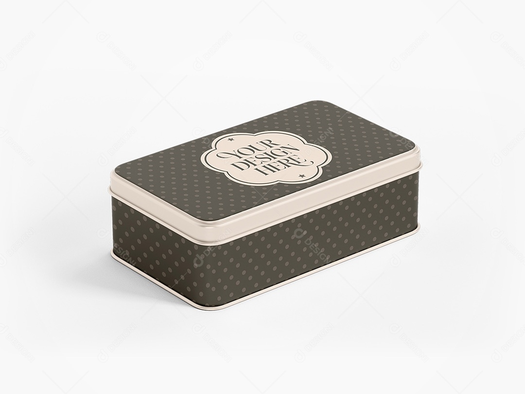 Caixa de Metal Retangular Mockup PSD Editável