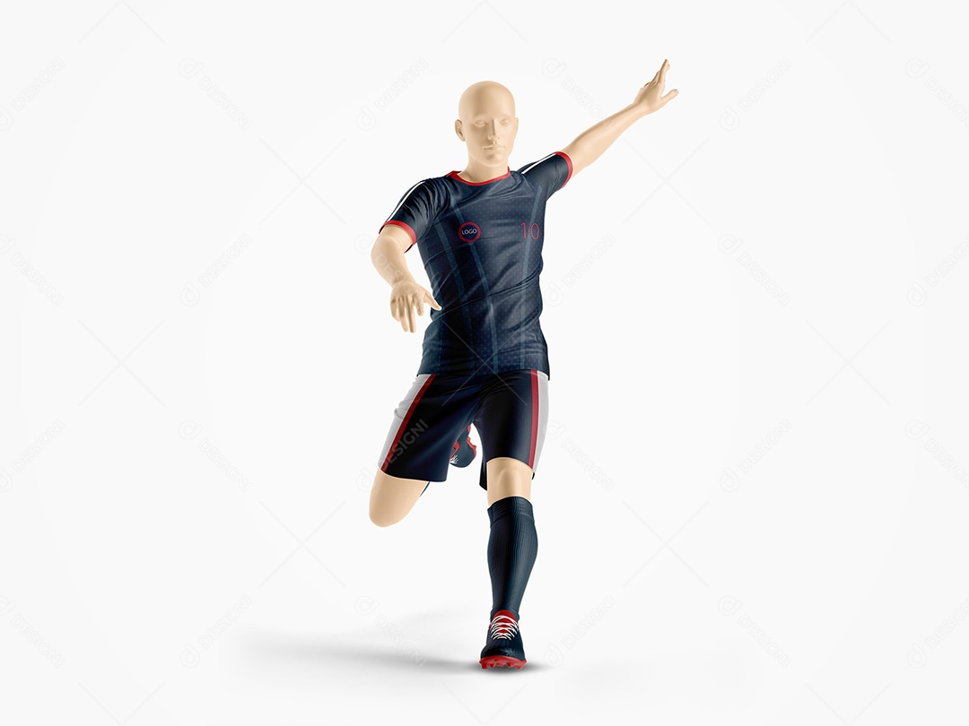 Uniforme de Futebol Chutando Mockup PSD  Editável