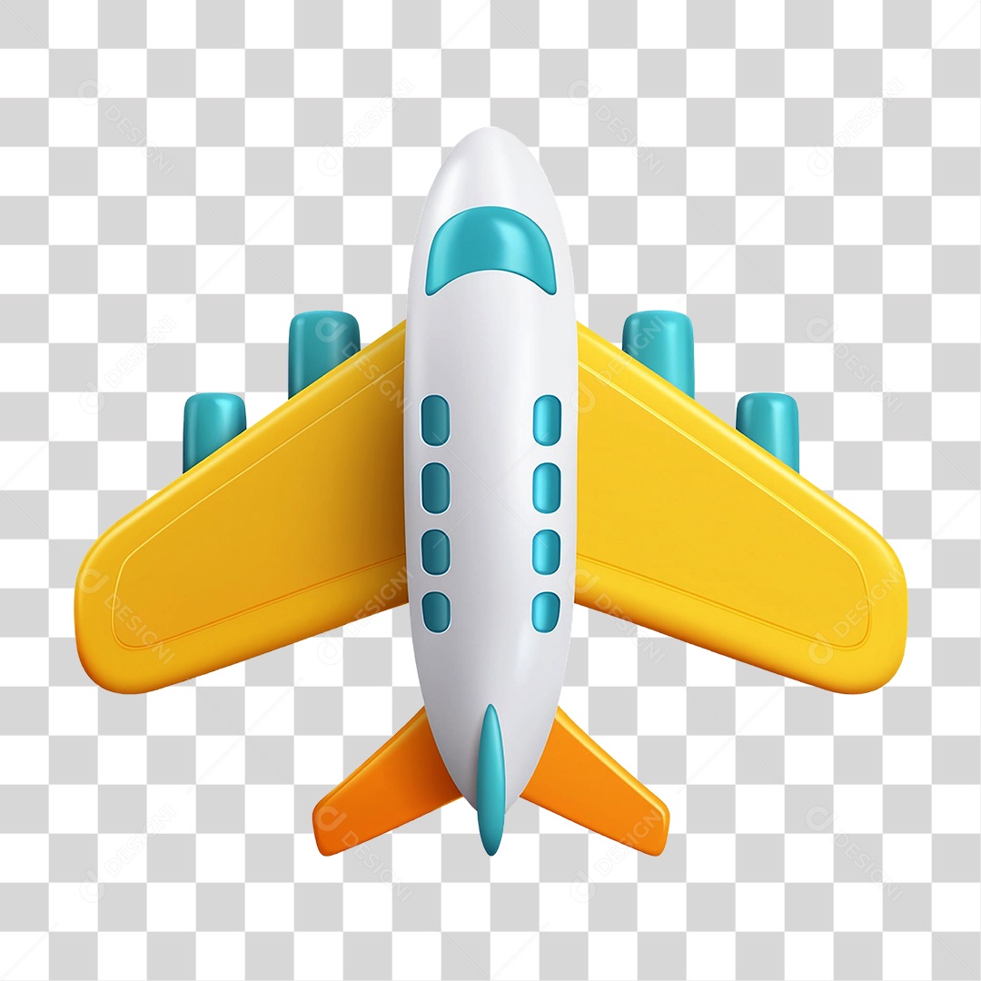Elemento 3D Avião PNG Transparente
