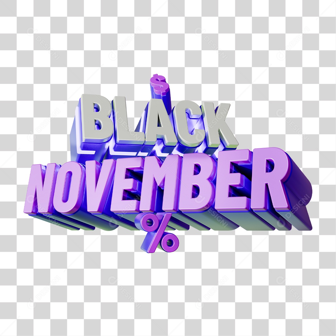 Selo 3D  Black Novembro PNG Transparente