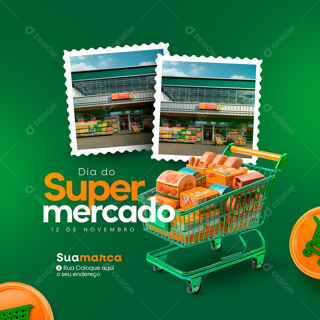 Dia do Supermercado 12 de Novembro Social Media PSD Editável
