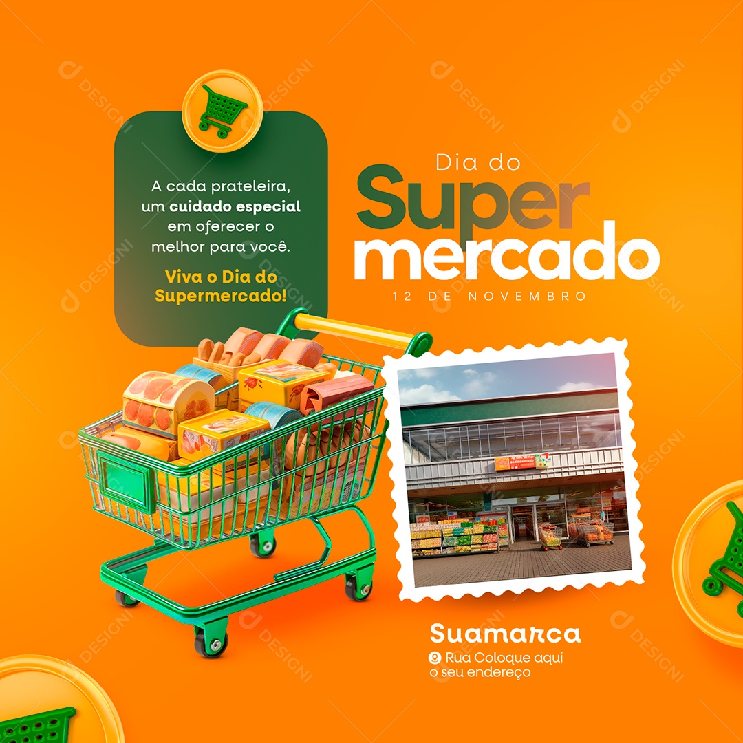 Dia do Supermercado 12 de Novembro Social Media PSD Editável