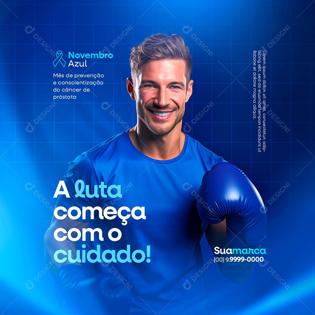 Novembro Azul a Luta Começa Com o Cuidado Social Media PSD Editável
