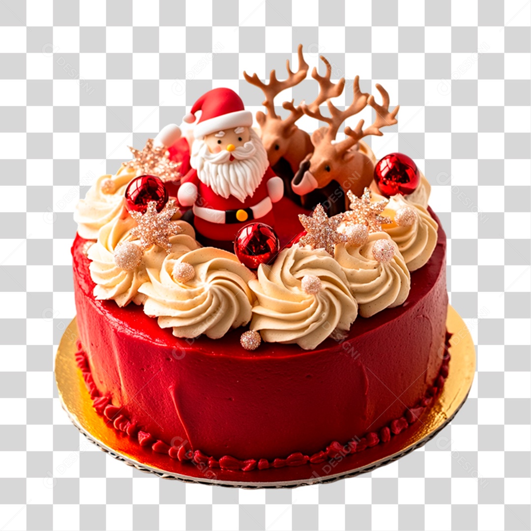 Bolo com Enfeites de Natal PNG Transparente