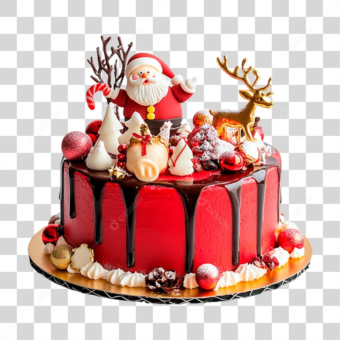 Bolo Com Enfeites de Natal PNG Transparente